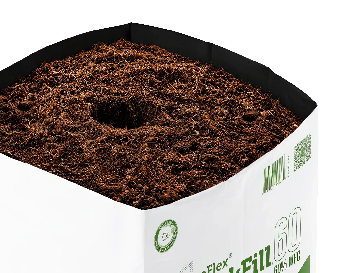 QuickFill 1 gallon PE coco coir grow bag with white plastic shell